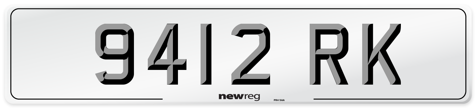 9412 RK Number Plate from New Reg